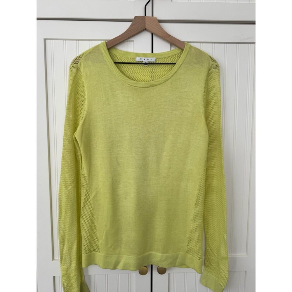 CAbi Lime Green/Yellow Open-Knit Pullover Sweater - Size M - Picture 3 of 7